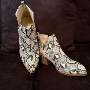 Snakeskin booties